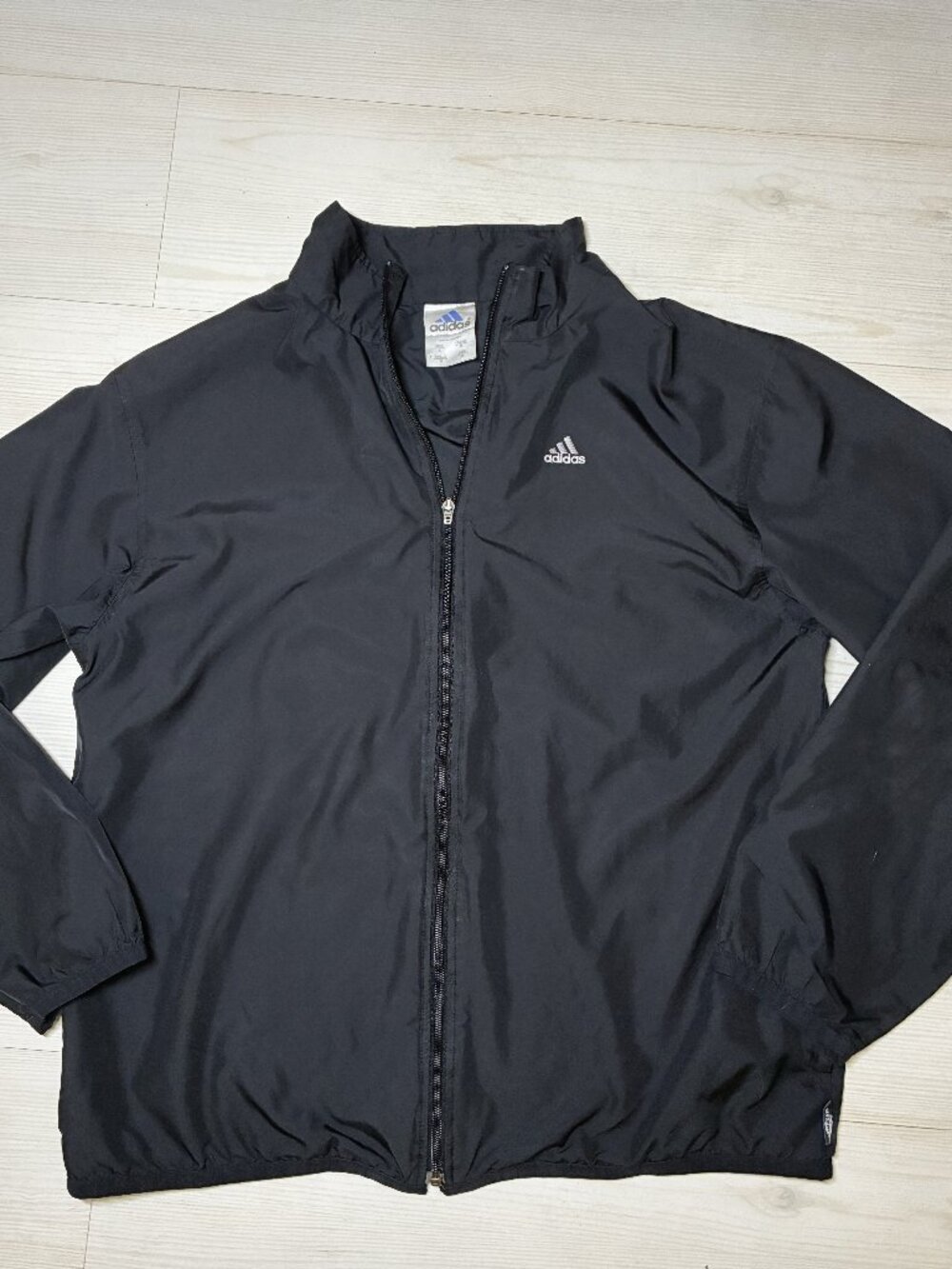Vintage Adidas Windbreaker Jacket Black Full Zip Men' Size XL 2001 Y2K Track